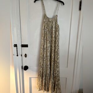 Zara gold lurex printed maxi dress